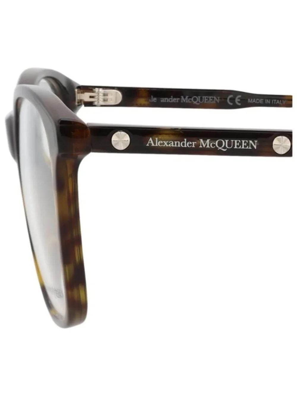 New Alexander McQueen Womens Square/Rectangle Havana Havana Transparent Fashion